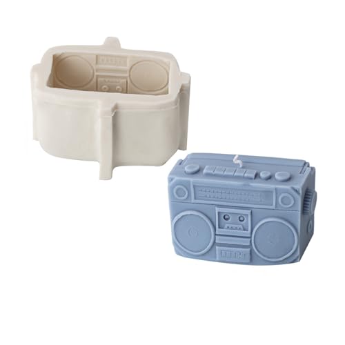 Xidmold Nostalgie Kerzengießform, Retro Kassettenrekorder Kerzenform Silikon, 3D Ghettoblaster Silikonform für Fondant, Sojawachs Kerzen, Seife, Gips, Epoxidharz, Handwerk (Kassettenrekorder) von Xidmold