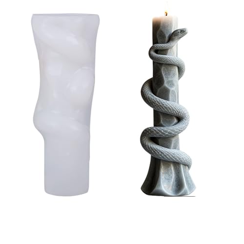 Xidmold Schlange Kerzenform Silikon, Schlange Säule Silikonform für Sojawachs Kerzen, Gips, Epoxidharz, Handwerk (B) von Xidmold