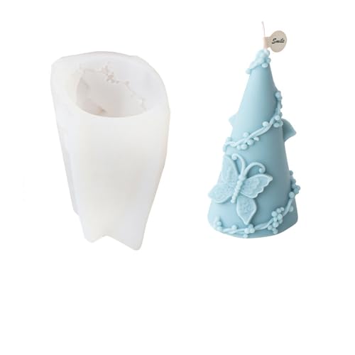 Xidmold Schmetterling Kegel Kerzenform zum Gießen, 3D Kegel Silikonform für Fondant, Schokolade, Sojawachs Kerzen, Seife, Epoxidharz, Gips, Handwerk (C) von Xidmold