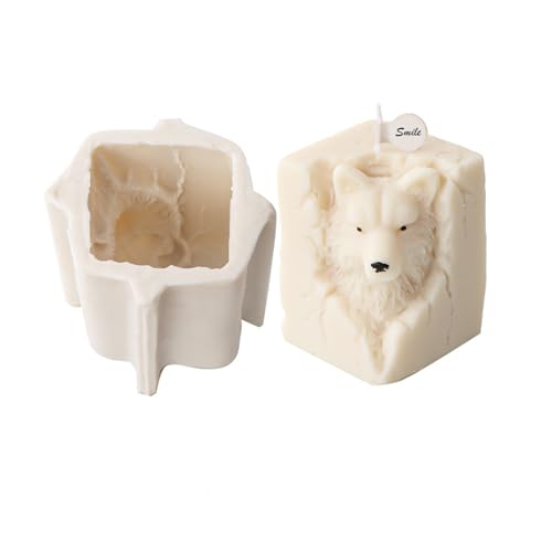 Xidmold Wolf Kerzenform Silikon, Tier Kerzen Silikonform, Kerzengießformen aus Silikon, Rechteck Wachsform für Kerzenherstellung (Wolf) von Xidmold