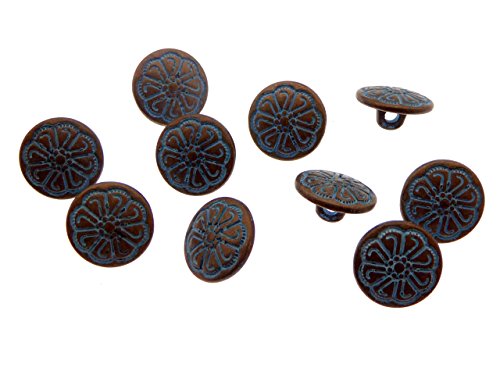10 Stück Antik Kupfer Knöpfe aus Metall Ø 12mm von XieXie