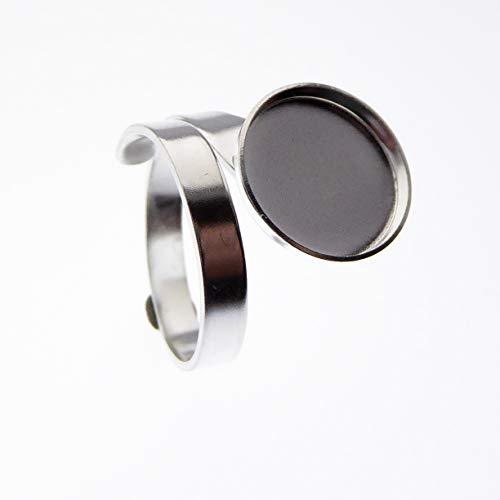 2 Stück 925 Sterling Silber Ring Rohling mit 12mm Fassung für Cabochons zur Schmuckherstellung von XieXie