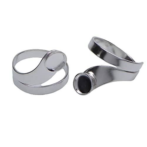 2 Stück 925 Sterling Silber Ring Rohling mit 6mm Fassung für Cabochons zur Schmuckherstellung von XieXie
