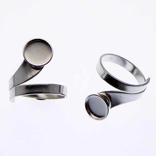 2 Stück 925 Sterling Silber Ring Rohling mit 8mm Fassung für Cabochons zur Schmuckherstellung von XieXie