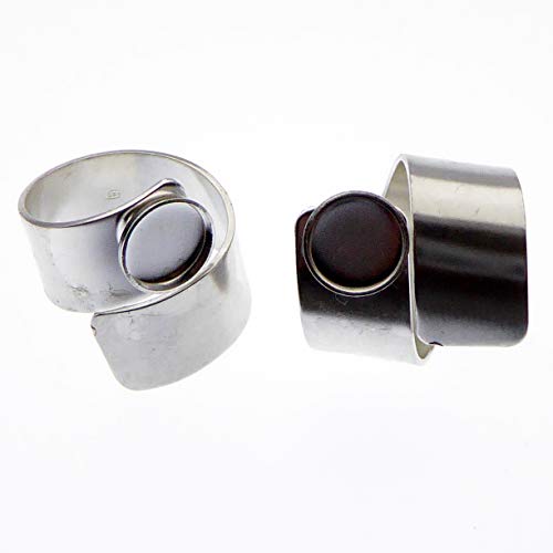 2 Stück 925 Sterling Silber Ring Rohling mit 8mm Fassung zur Schmuckherstellung von XieXie