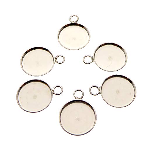 925 Sterling Silber Fassungen, 6er Set: 12mm Cabochons - hypoallergen, für Anhänger & Ohrringe – Ideal zur Schmuckherstellung von XieXie