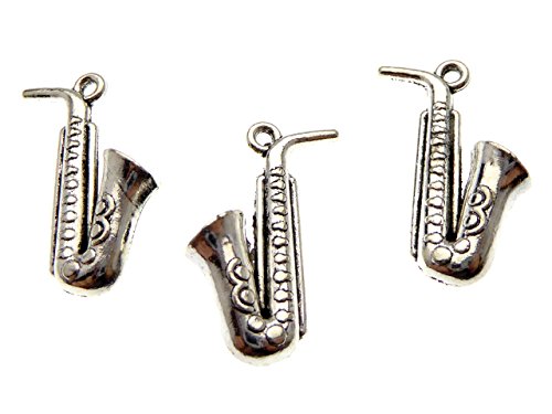XieXie 10Stk. Anhänger Saxophone antik silberfarben zum Schmuck basteln und andere DIY Arbeiten von XieXie