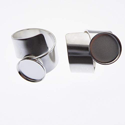 2 Stück 925 Sterling Silber Ring Rohling mit 12mm Fassung zur Schmuckherstellung von XieXie