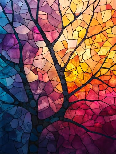 Abstrakt Malen Nach Zahlen Erwachsene Groß50x60cm, Malen Nach Zahlen Baum, Kreativ Set für Erwachsene, DIY Handgemalt Ölgemälde Leinwand Kit mit Pinseln Acrylfarben, Home Dekor Frauen Geschenk E1-639 von Xieazgsn