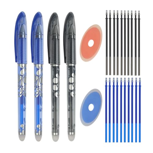 Xiedeai Gel Tinte Rollerball Stifte Satz Enthält 4 Stück löschbare Stifte, 20 Stück 0.5 mm Kugelschreiber Minen und 2 Stück Radiergummi für Schule Schreibwaren Erwachsene Bürobedarf (Blau, Schwarz) Xiedeai Gel Tinte Rollerball Stifte Satz Enthält 4 Stück löschbare Stifte, 20 Stück 0.5 mm Kugelschreiber Minen und 2 Stück Radiergummi für Schule Schreibwaren Erwachsene Bürobedarf (Blau, Schwarz) von Xiedeai