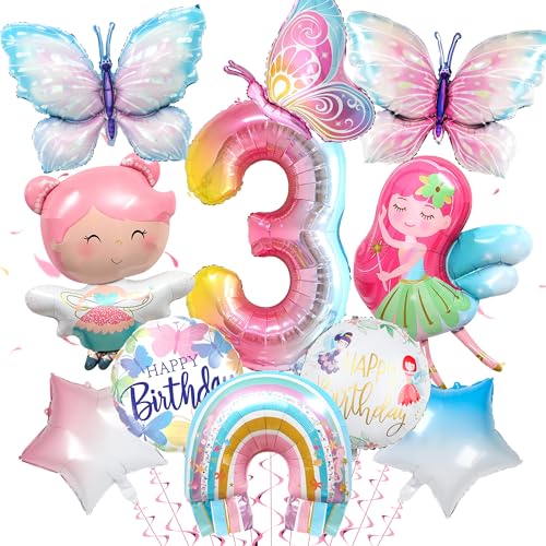 Schmetterling 3. Geburtstag Luftballon Deko für Mädchen - Feen Geburtstag Dekoration Set mit Schmetterling Luftballon, Folienballon 3, Eelfen und Feen Ballon, Geburtstag Deko 3 Jahre Mädchen Schmetterling 3. Geburtstag Luftballon Deko für Mädchen - Feen Geburtstag Dekoration Set mit Schmetterling Luftballon, Folienballon 3, Eelfen und Feen Ballon, Geburtstag Deko 3 Jahre Mädchen von Xietaea