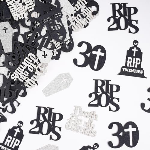 150 Stück 30. Geburtstag Deko Frau Mann - 30 Geburtstagsdeko Rip 20s Konfetti Glitzer Tischdeko, Schwarz Silber Death to My Twenties Streudeko zum 30 Jahr Geburtstagsfeier Dekoration 150 Stück 30. Geburtstag Deko Frau Mann - 30 Geburtstagsdeko Rip 20s Konfetti Glitzer Tischdeko, Schwarz Silber Death to My Twenties Streudeko zum 30 Jahr Geburtstagsfeier Dekoration von Xietaea