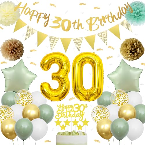 30 Geburtstag Deko für Frau - 53 Stück Grün Goldene 30 Geburtstag Luftballon Dekoratio Happy Birthday Girlande Seidenpapier Pompoms Tortendeko 30 Jahre Geburtstagdeko 30 Geburtstag Deko für Frau - 53 Stück Grün Goldene 30 Geburtstag Luftballon Dekoratio Happy Birthday Girlande Seidenpapier Pompoms Tortendeko 30 Jahre Geburtstagdeko von Xietaea