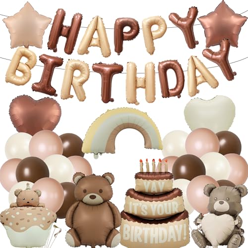 Bär Deko Geburtstag Mädchen Junge - Geburtstagsdeko Bären Luftballons Set mit Happy Birthday Ballons Tiere Folienballon, Babyparty Kindergeburtstag Party Dekoration Bär Deko Geburtstag Mädchen Junge - Geburtstagsdeko Bären Luftballons Set mit Happy Birthday Ballons Tiere Folienballon, Babyparty Kindergeburtstag Party Dekoration von Xietaea