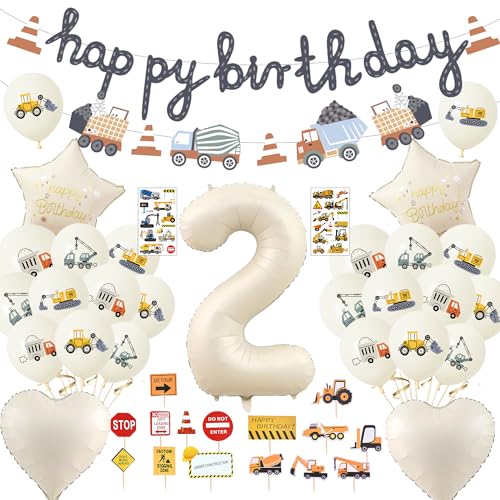 Bagger Geburtstag Deko 2 Jahre Junge - Baustelle Luftballons und Happy Birthday Girlande Auto Tortendeko, Baufahrzeug Geburtstagsdeko für Kindergeburtstag Party Dekoration Bagger Geburtstag Deko 2 Jahre Junge - Baustelle Luftballons und Happy Birthday Girlande Auto Tortendeko, Baufahrzeug Geburtstagsdeko für Kindergeburtstag Party Dekoration von Xietaea