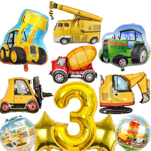 Bagger Geburtstagsdeko 3 Jahre Junge - 11 Stück Geburtstag Baustelle Luftballons Traktor Bulldozer Gabelstapler Folienballons, Baufahrzeug Auto Dekoration für Kindergeburtstag Bagger Geburtstagsdeko 3 Jahre Junge - 11 Stück Geburtstag Baustelle Luftballons Traktor Bulldozer Gabelstapler Folienballons, Baufahrzeug Auto Dekoration für Kindergeburtstag von Xietaea