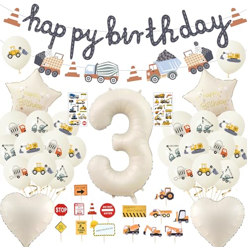 Bagger Geburtstag Deko 3 Jahre Junge - Baustelle Luftballons und Happy Birthday Girlande Auto Tortendeko, Baufahrzeug Geburtstagsdeko für Kindergeburtstag Party Dekoration Bagger Geburtstag Deko 3 Jahre Junge - Baustelle Luftballons und Happy Birthday Girlande Auto Tortendeko, Baufahrzeug Geburtstagsdeko für Kindergeburtstag Party Dekoration von Xietaea