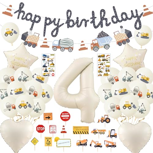 Bagger Geburtstag Deko 4 Jahre Junge - Baustelle Luftballons und Happy Birthday Girlande Auto Tortendeko, Baufahrzeug Geburtstagsdeko für 4. Kindergeburtstag Party Dekoration Bagger Geburtstag Deko 4 Jahre Junge - Baustelle Luftballons und Happy Birthday Girlande Auto Tortendeko, Baufahrzeug Geburtstagsdeko für 4. Kindergeburtstag Party Dekoration von Xietaea