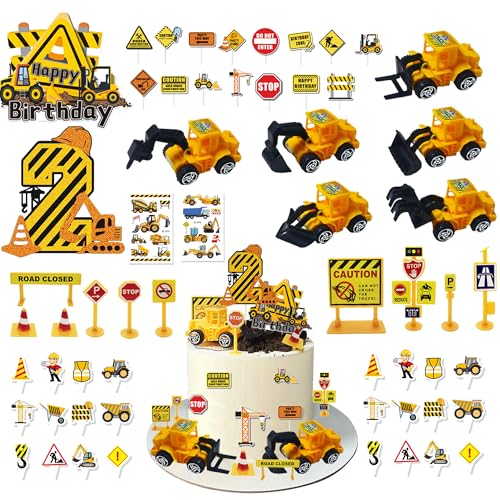 Bagger Kinder 2 Jahre Geburtstag - 59 Stück Bagger Kuchendeko Set für 2 Jahre mit Happy Birthday Tortendeko, Baustelle Spielzeug, Cupcake Topper, Bagger Tortendeko Deko für Junge 2 Kindergeburtstag Bagger Kinder 2 Jahre Geburtstag - 59 Stück Bagger Kuchendeko Set für 2 Jahre mit Happy Birthday Tortendeko, Baustelle Spielzeug, Cupcake Topper, Bagger Tortendeko Deko für Junge 2 Kindergeburtstag von Xietaea