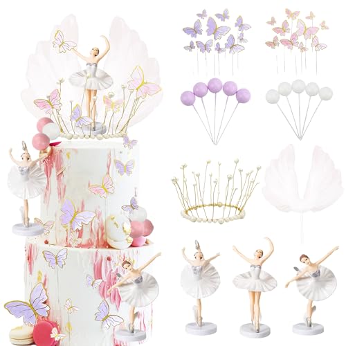 Ballerina Tortendeko Geburtstag Deko Mädchen - 35 Stück Ballerina Figur Kuchen Deko Schmetterlings Cupcake Topper, Ballett Geburtstags Party Dekoration Ballerina Tortendeko Geburtstag Deko Mädchen - 35 Stück Ballerina Figur Kuchen Deko Schmetterlings Cupcake Topper, Ballett Geburtstags Party Dekoration von Xietaea