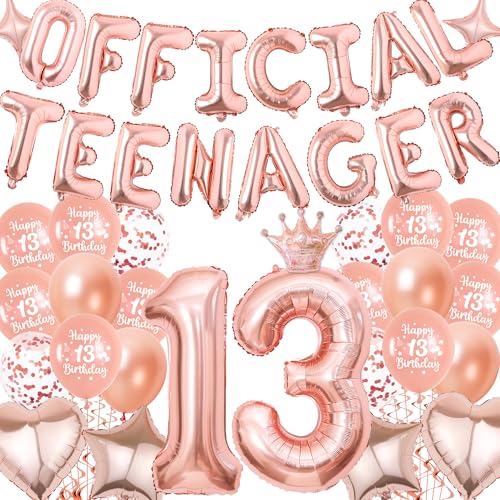 Deko 13. Geburtstag Mädchen Luftballons -13 Jahre Geburtstagsdeko Rosegold Ballons Official Teenager Folienballon, Riesen Zahlenballon und Stern Herz Ballon für 13. Party Dekoration Deko 13. Geburtstag Mädchen Luftballons -13 Jahre Geburtstagsdeko Rosegold Ballons Official Teenager Folienballon, Riesen Zahlenballon und Stern Herz Ballon für 13. Party Dekoration von Xietaea