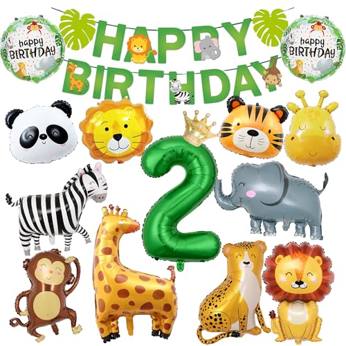 Deko 2. Geburtstag Junge Mädchen - 29 Stück Dschungel Geburtstagsdeko 2 Jahr, Wilde Tiere Geburtstag Deko mit Happy Birthday Banner und Zebra Giraffe Tier luftballon, Waldtiere Deko Kindergeburtstag Deko 2. Geburtstag Junge Mädchen - 29 Stück Dschungel Geburtstagsdeko 2 Jahr, Wilde Tiere Geburtstag Deko mit Happy Birthday Banner und Zebra Giraffe Tier luftballon, Waldtiere Deko Kindergeburtstag von Xietaea