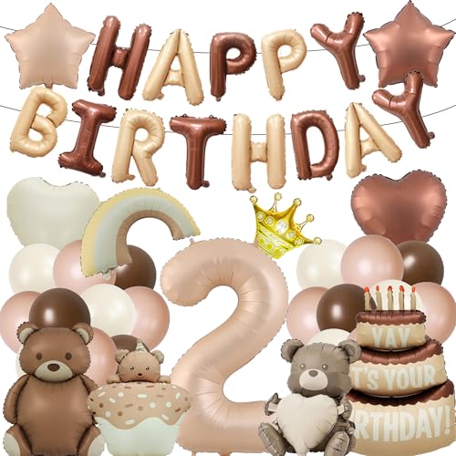 Deko 2. Geburtstag Mädchen Junge - Bär Geburtstagsdeko Luftballons Set mit Happy Birthday Ballons Bären Folienballon, Dekorationen für Babyparty Kindergeburtstag Tiere Thema Party Deko 2. Geburtstag Mädchen Junge - Bär Geburtstagsdeko Luftballons Set mit Happy Birthday Ballons Bären Folienballon, Dekorationen für Babyparty Kindergeburtstag Tiere Thema Party von Xietaea