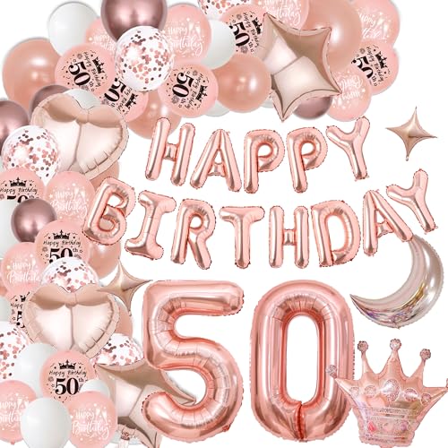 Deko 50. Geburtstag Frau Rosegold Luftballons - 50. Geburtstagsdeko Happy Birthday Ballons Folienballon, XXL Zahlenballon zum 50 Jahre Geburtstagsfeier Dekoration Deko 50. Geburtstag Frau Rosegold Luftballons - 50. Geburtstagsdeko Happy Birthday Ballons Folienballon, XXL Zahlenballon zum 50 Jahre Geburtstagsfeier Dekoration von Xietaea