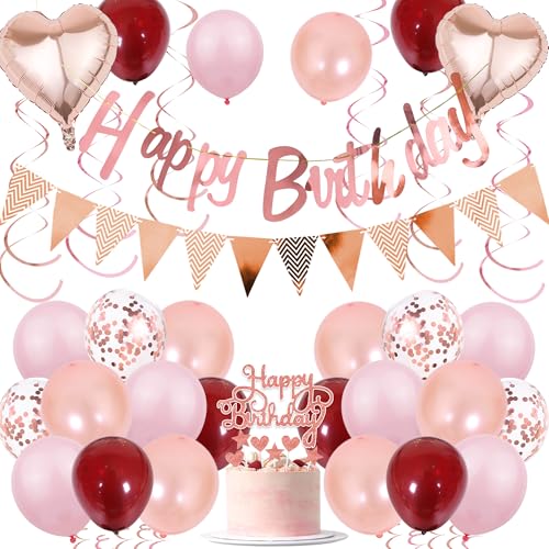 Deko Geburtstag Frau Mädchen Rosegold - Party Dekoration Happy Birthday Girlande Tortendeko und Luftballons, Glitzer Geburtstagsdeko Hängende Spiralen für Geburtstagsfeier Deko Geburtstag Frau Mädchen Rosegold - Party Dekoration Happy Birthday Girlande Tortendeko und Luftballons, Glitzer Geburtstagsdeko Hängende Spiralen für Geburtstagsfeier von Xietaea