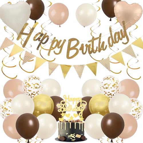 Deko Geburtstag Frau Mann Braun - Party Dekoration Happy Birthday Girlande Tortendeko und Luftballons, Glitzer Geburtstagsdeko Hängende Spiralen für Geburtstagsfeier Deko Geburtstag Frau Mann Braun - Party Dekoration Happy Birthday Girlande Tortendeko und Luftballons, Glitzer Geburtstagsdeko Hängende Spiralen für Geburtstagsfeier von Xietaea
