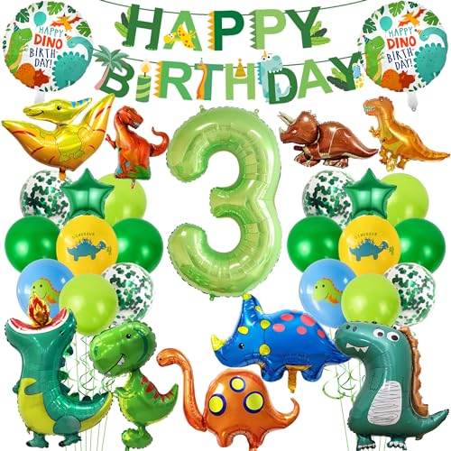 Dino Geburtstag Deko 3 Jahre - Dinosaurier Kindergeburtstag Mit XXL Luftballons, Happy Birthday Banner Girlande, Folienballon Zahlenballon 3, Geburtstagsdeko Für Jungen Und Mädchen Dino Geburtstag Deko 3 Jahre - Dinosaurier Kindergeburtstag Mit XXL Luftballons, Happy Birthday Banner Girlande, Folienballon Zahlenballon 3, Geburtstagsdeko Für Jungen Und Mädchen von Xietaea