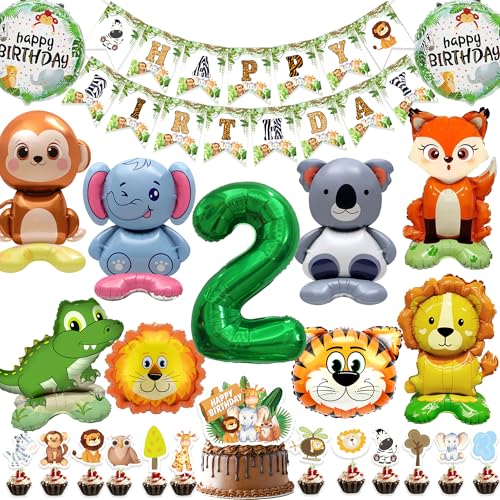 Dschungel Deko Geburtstag 2 Jahre - 39 Stück Wild Geburtstag für Jungen und Mädchen mit Hpaay Birthday Girlanden, Safari Tiere Folienballon, Tortendeko, Dschungel 2. Geburtstag Dekoration Dschungel Deko Geburtstag 2 Jahre - 39 Stück Wild Geburtstag für Jungen und Mädchen mit Hpaay Birthday Girlanden, Safari Tiere Folienballon, Tortendeko, Dschungel 2. Geburtstag Dekoration von Xietaea