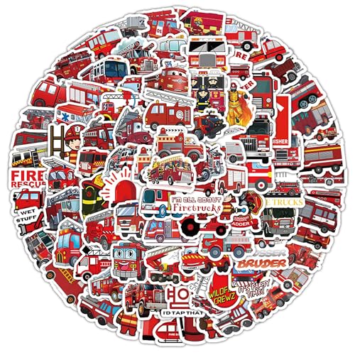 Feuerwehr Aufkleber Feuerwehrauto Sticker - 100 Stück Fire Truck Deko für Auto Wasserflasche Laptop Skateboard Fahrrad Koffer Scrapbook, Feuerwehrfahrzeuge Geschenk für Erwachsene Kinder Jungen Feuerwehr Aufkleber Feuerwehrauto Sticker - 100 Stück Fire Truck Deko für Auto Wasserflasche Laptop Skateboard Fahrrad Koffer Scrapbook, Feuerwehrfahrzeuge Geschenk für Erwachsene Kinder Jungen von Xietaea