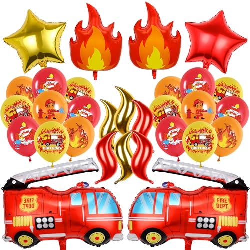 Feuerwehr Geburtstag Deko Luftballons - 32 Stück Feuerwehrauto Folienballon, Feuerwehr Ballons Kindergeburtstag, Latexballons mit Feuerwehrauto Motiv, Feuerwehrmann Thema Party Dekoration Feuerwehr Geburtstag Deko Luftballons - 32 Stück Feuerwehrauto Folienballon, Feuerwehr Ballons Kindergeburtstag, Latexballons mit Feuerwehrauto Motiv, Feuerwehrmann Thema Party Dekoration von Xietaea
