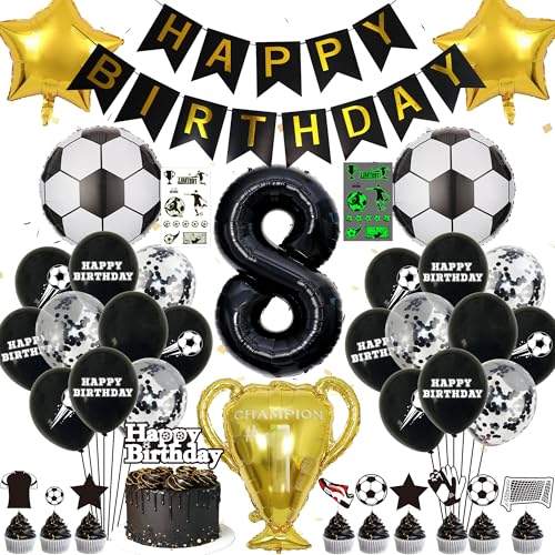 Fussball Luftballon 8 Geburtstag Junge - Fußball Deko Geburtstag Kinder, Happy Birthday Banner Girlande Folienballons Tortendeko, Leuchtende Tattoo Aufkleber, Schwarz Fussball Geburtstagsdeko 8 Jahre Fussball Luftballon 8 Geburtstag Junge - Fußball Deko Geburtstag Kinder, Happy Birthday Banner Girlande Folienballons Tortendeko, Leuchtende Tattoo Aufkleber, Schwarz Fussball Geburtstagsdeko 8 Jahre von Xietaea
