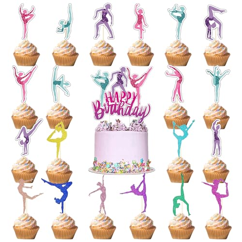 Xietaea Gymnastik Geburtstag Tortendeko Mädchen - 33 Stück Glitzer Turnerin Cake Topper, Akrobatik Gymnastik Thema Kuchendeko für Babyparty Fitnessstudio Themaparty Xietaea Gymnastik Geburtstag Tortendeko Mädchen - 33 Stück Glitzer Turnerin Cake Topper, Akrobatik Gymnastik Thema Kuchendeko für Babyparty Fitnessstudio Themaparty von Xietaea