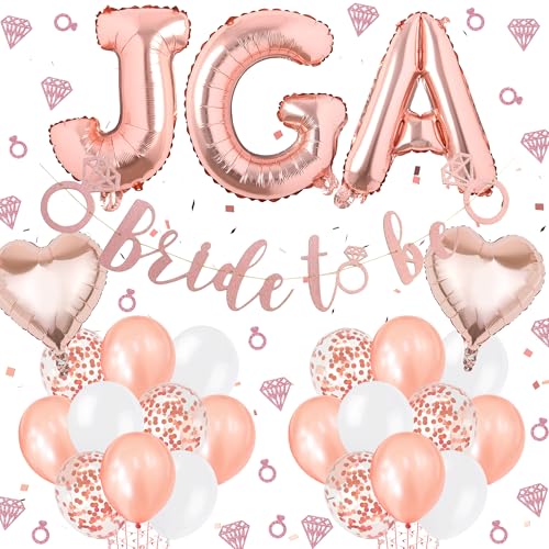 JGA Deko Junggesellenabschied Frauen - 32 inch JGA Folienballons, Bride To Be Banner Girlande, Herzballon, Konfetti Luftballons und 15g Konfetti Tischdeko, Roségold Polterabend Hen Party Dekoration JGA Deko Junggesellenabschied Frauen - 32 inch JGA Folienballons, Bride To Be Banner Girlande, Herzballon, Konfetti Luftballons und 15g Konfetti Tischdeko, Roségold Polterabend Hen Party Dekoration von Xietaea
