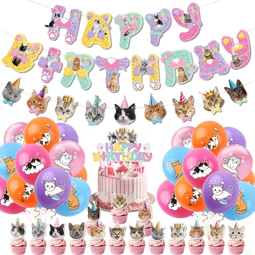 Katzen Deko Geburtstag Ballon Girlande - 59 Stück Katze Party Dekoration mit Happy Birthday Banner Tortendeko und Luftballons, Kätzchen Geburtstagdeko Haustier Kinder Mädchen Katzen Deko Geburtstag Ballon Girlande - 59 Stück Katze Party Dekoration mit Happy Birthday Banner Tortendeko und Luftballons, Kätzchen Geburtstagdeko Haustier Kinder Mädchen von Xietaea
