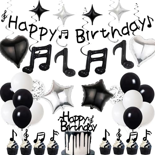 Musik Deko Geburtstag Frauen Mann - Noten Geburtstagsdeko Girlande Musiknoten Luftballons Tortendeko und Hängende Wirbel, Notenschlüssel Folienballons für Geburtstagsfeier Dekoration Musik Deko Geburtstag Frauen Mann - Noten Geburtstagsdeko Girlande Musiknoten Luftballons Tortendeko und Hängende Wirbel, Notenschlüssel Folienballons für Geburtstagsfeier Dekoration von Xietaea