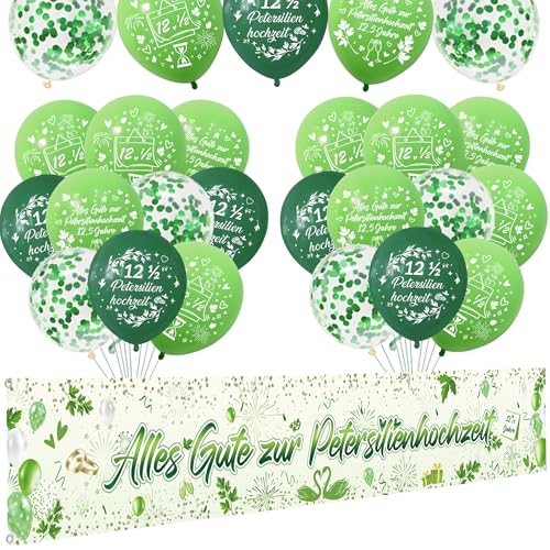 Petersilienhochzeit Deko Luftballons Banner Set - 12,5 Hochzeitstag Dekoration Ballons und Lange Partybanner, Grün Luftballon und Garten Dekorationen zum Petersilien Hochzeit 300 x 50 cm Petersilienhochzeit Deko Luftballons Banner Set - 12,5 Hochzeitstag Dekoration Ballons und Lange Partybanner, Grün Luftballon und Garten Dekorationen zum Petersilien Hochzeit 300 x 50 cm von Xietaea