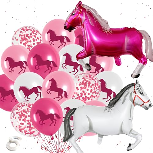 Pferde Deko Geburtstag Luftballon Mädchen - 55 Stück Rosa Pferde Förmige Folienballons Latexballons und Konfetti Ballons, Cowgirl Geburtstagsdeko, Pferde Party Deko Kindergeburtstag Babyparty Pferde Deko Geburtstag Luftballon Mädchen - 55 Stück Rosa Pferde Förmige Folienballons Latexballons und Konfetti Ballons, Cowgirl Geburtstagsdeko, Pferde Party Deko Kindergeburtstag Babyparty von Xietaea