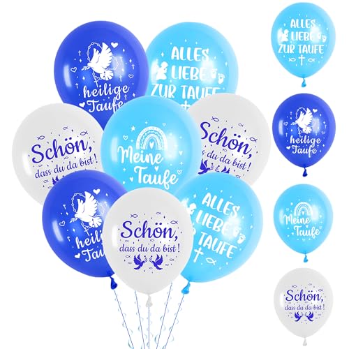 Taufe Deko Junge Luftallons Set - 32 Stück Blau weiß Konfirmation Dekoration Taube Regenbogen Muster Ballons, Blau Luftballon für Baby Shower Babyparty Kommunion Party Taufe Deko Junge Luftallons Set - 32 Stück Blau weiß Konfirmation Dekoration Taube Regenbogen Muster Ballons, Blau Luftballon für Baby Shower Babyparty Kommunion Party von Xietaea