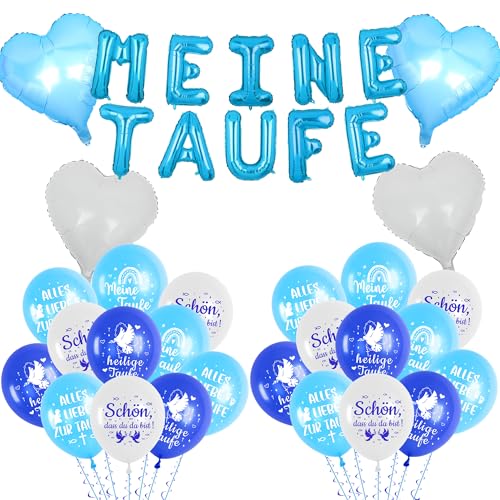 Taufe Deko Luftallons Set Jungen - 36 Stück Taufdeko Ballons mit Meine Taufe und Taube Folienballons, Weiß Blau Latexballons für Konfirmation Baby Shower Kommunion Dekoration Taufe Deko Luftallons Set Jungen - 36 Stück Taufdeko Ballons mit Meine Taufe und Taube Folienballons, Weiß Blau Latexballons für Konfirmation Baby Shower Kommunion Dekoration von Xietaea