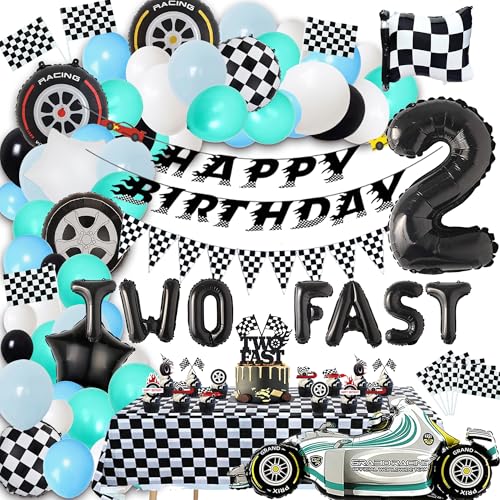 Two Fast Geburtstag Deko 2 Jahre - Rennwagen 2. Geburtstagsdeko Auto Luftballons Girlande Tortendeko, Rennauto Flagge Kariert Tischdecke zum 2. Jungen Geburtstagsfeier Dekoration Two Fast Geburtstag Deko 2 Jahre - Rennwagen 2. Geburtstagsdeko Auto Luftballons Girlande Tortendeko, Rennauto Flagge Kariert Tischdecke zum 2. Jungen Geburtstagsfeier Dekoration von Xietaea