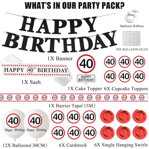 Verkehrsschild Deko 40 Geburtstag Mann Frauen - 40. Geburtstagsdeko Ballons Happy Birthday Girlande, Hängende Wirbel Schärpe und Lange Absperrband zum 40 Jahre Geburtstagsfeier Verkehrsschild Deko 40 Geburtstag Mann Frauen - 40. Geburtstagsdeko Ballons Happy Birthday Girlande, Hängende Wirbel Schärpe und Lange Absperrband zum 40 Jahre Geburtstagsfeier von Xietaea