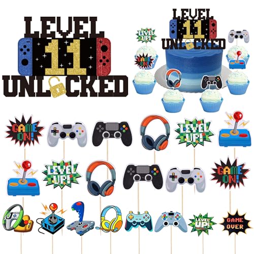 Videospiel Tortendeko Deko 11 Geburtstag Junge - 11. Geburtstagsdeko Gaming Level Unlocked Kuchendeko, Game Thema Dekoration Spielkonsolen Cupcake Topper für 11 Jahr Kindergeburtstag Videospiel Tortendeko Deko 11 Geburtstag Junge - 11. Geburtstagsdeko Gaming Level Unlocked Kuchendeko, Game Thema Dekoration Spielkonsolen Cupcake Topper für 11 Jahr Kindergeburtstag von Xietaea