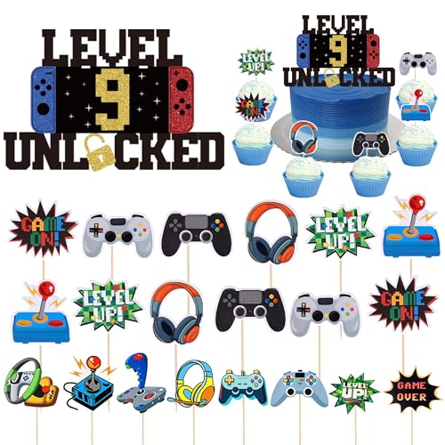 Videospiel Tortendeko Deko 9 Geburtstag Junge - 21 Stück 9. Geburtstagsdeko Gaming Level Unlocked Kuchendeko, Game Thema Dekoration Spielkonsolen Cupcake Topper für 9 Jahr Kindergeburtstag Videospiel Tortendeko Deko 9 Geburtstag Junge - 21 Stück 9. Geburtstagsdeko Gaming Level Unlocked Kuchendeko, Game Thema Dekoration Spielkonsolen Cupcake Topper für 9 Jahr Kindergeburtstag von Xietaea