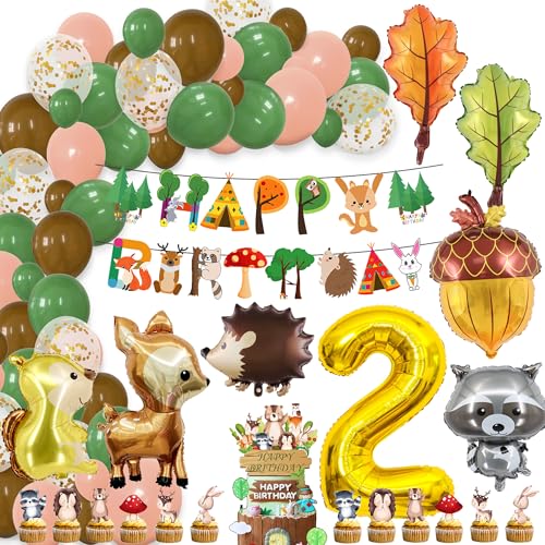 Waldtiere 2 Geburtstag Deko Mädchen Junge - Dschungel Geburtstagsdeko Happy Birthday Girlande Tiere Luftballons, Safari Tortendeko und Folienballon für 2. Kindergeburtstag Dekoration Waldtiere 2 Geburtstag Deko Mädchen Junge - Dschungel Geburtstagsdeko Happy Birthday Girlande Tiere Luftballons, Safari Tortendeko und Folienballon für 2. Kindergeburtstag Dekoration von Xietaea