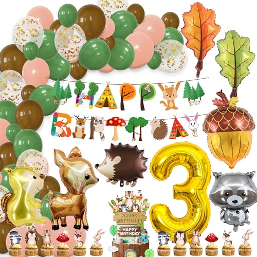 Waldtiere 3 Geburtstag Deko Mädchen Junge - Dschungel Geburtstagsdeko Happy Birthday Girlande Tiere Luftballons, Safari Tortendeko und Folienballon für 3. Kindergeburtstag Dekoration Waldtiere 3 Geburtstag Deko Mädchen Junge - Dschungel Geburtstagsdeko Happy Birthday Girlande Tiere Luftballons, Safari Tortendeko und Folienballon für 3. Kindergeburtstag Dekoration von Xietaea