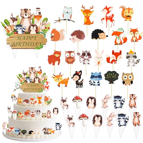 Waldtiere Deko Geburtstag Tortendeko Tiere - 33 Stück Tier Geburtstagsdeko Niedlich Safari Kuchendeko, Papier Cupcake Toppers für Kindergeburtstag Baby Shower Dekoration Waldtiere Deko Geburtstag Tortendeko Tiere - 33 Stück Tier Geburtstagsdeko Niedlich Safari Kuchendeko, Papier Cupcake Toppers für Kindergeburtstag Baby Shower Dekoration von Xietaea